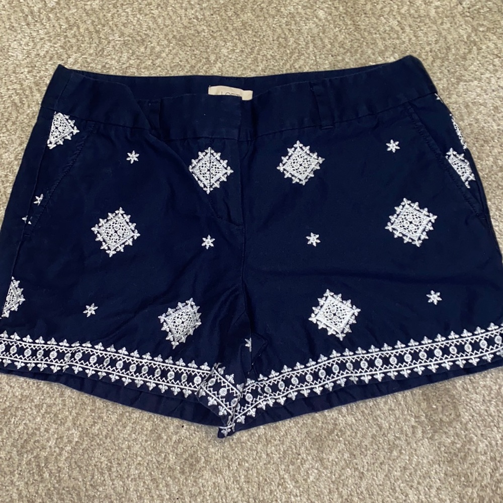 Loft Embroidered Navy Shorts